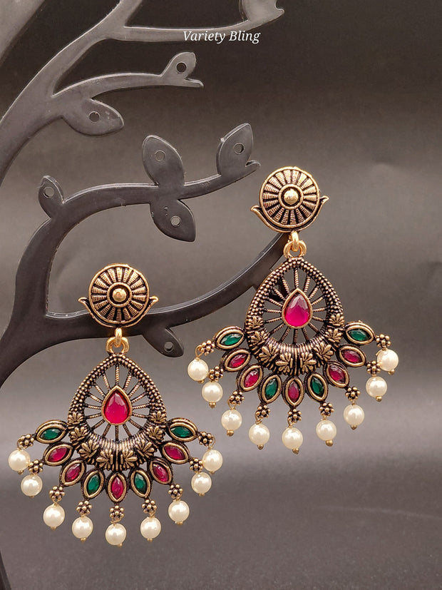 Fancy Peacock Feather Earring