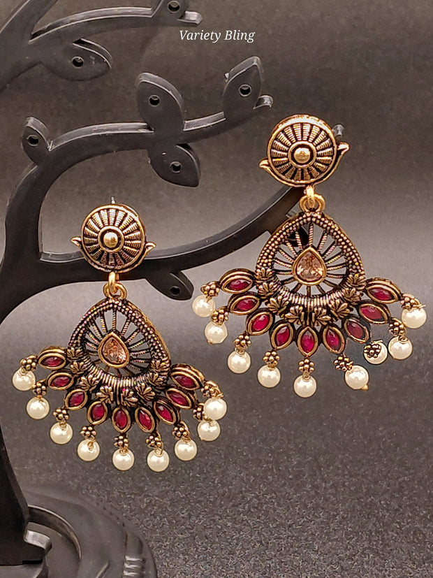 Fancy Peacock Feather Earring