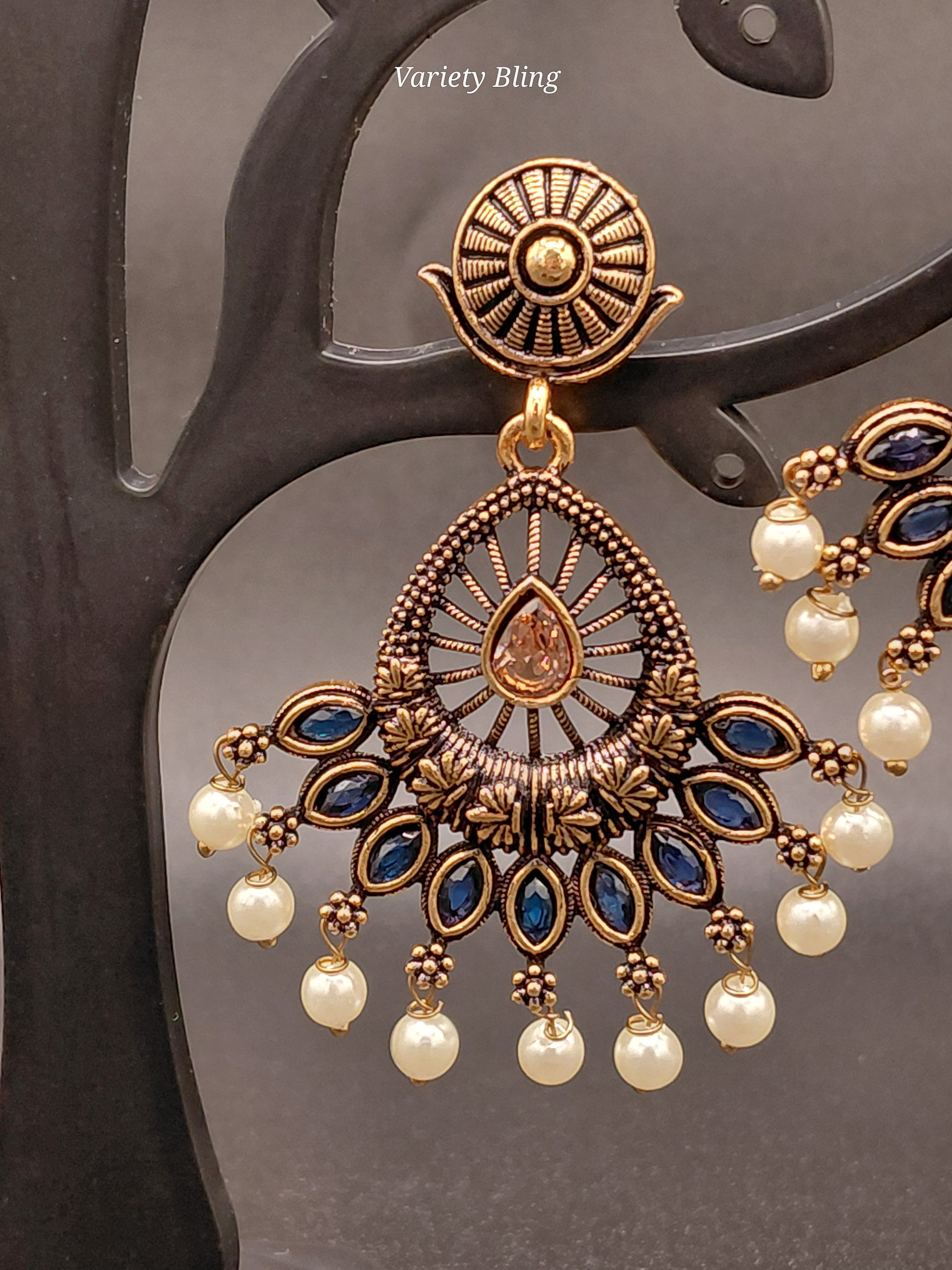 Fancy Peacock Feather Earring