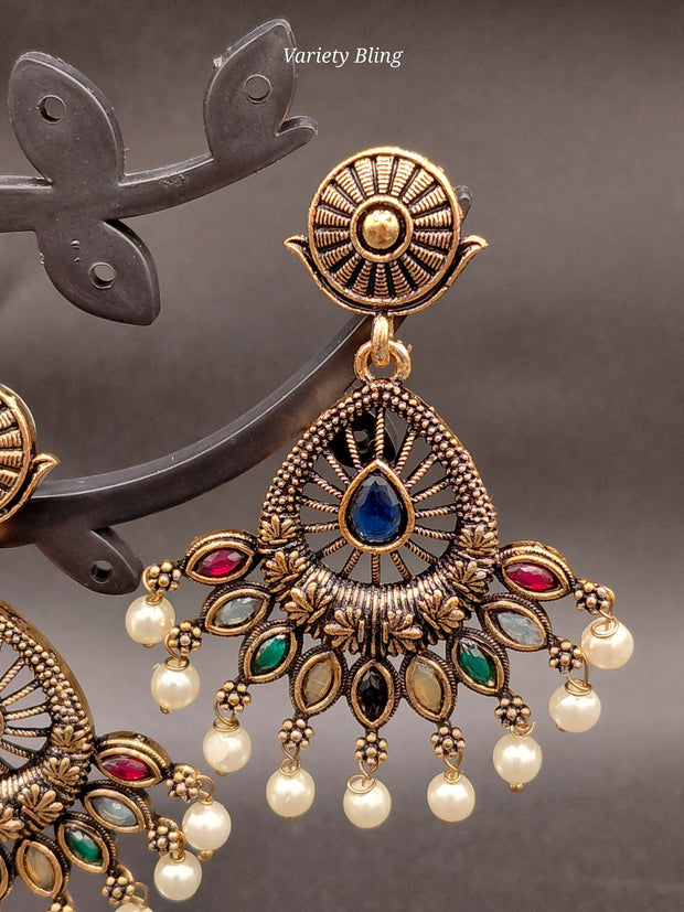 Fancy Peacock Feather Earring