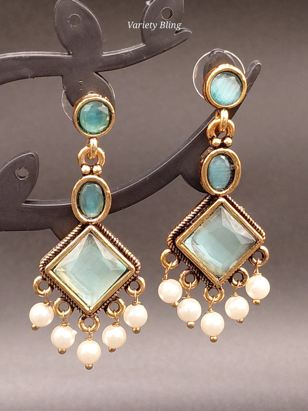 Fancy Stone Rhombus Earring