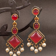 Fancy Stone Rhombus Earring