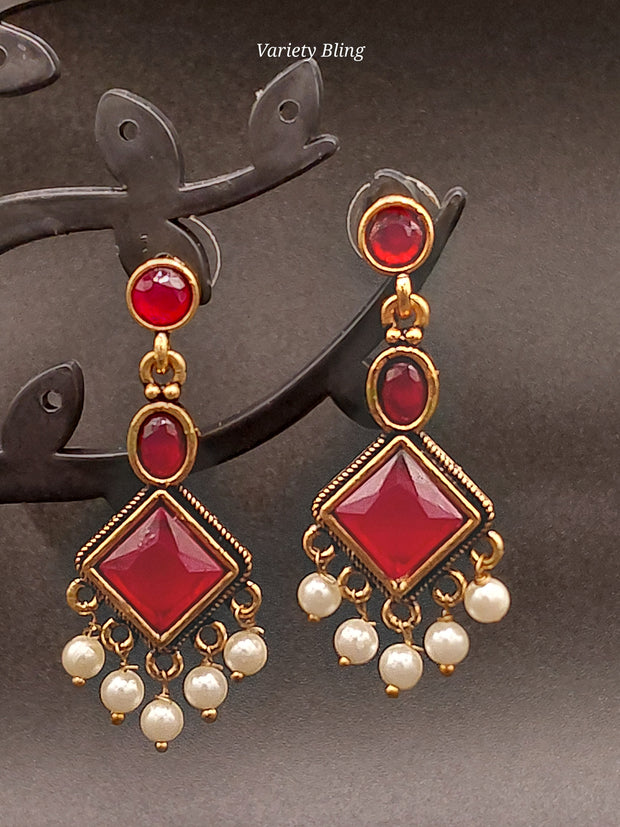 Fancy Stone Rhombus Earring