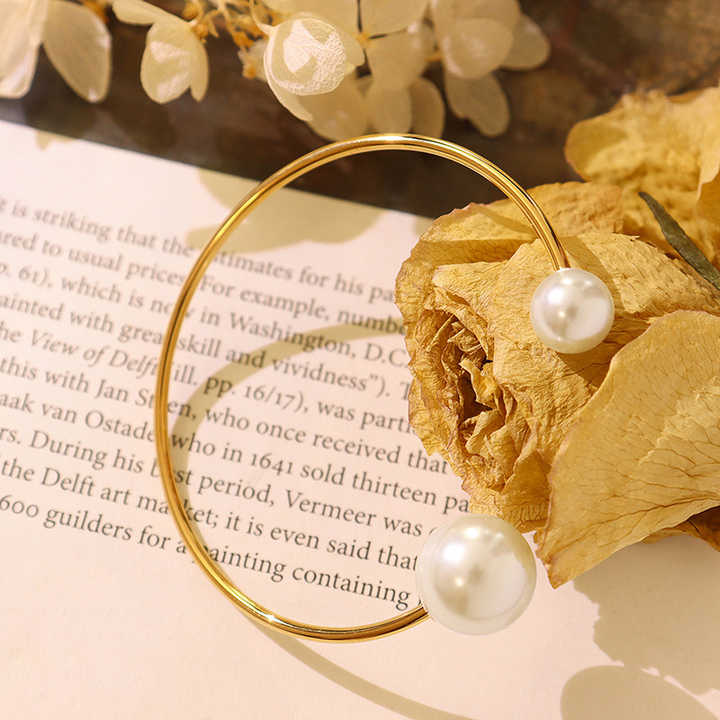 Pearl Cuff Bangle Bracelet