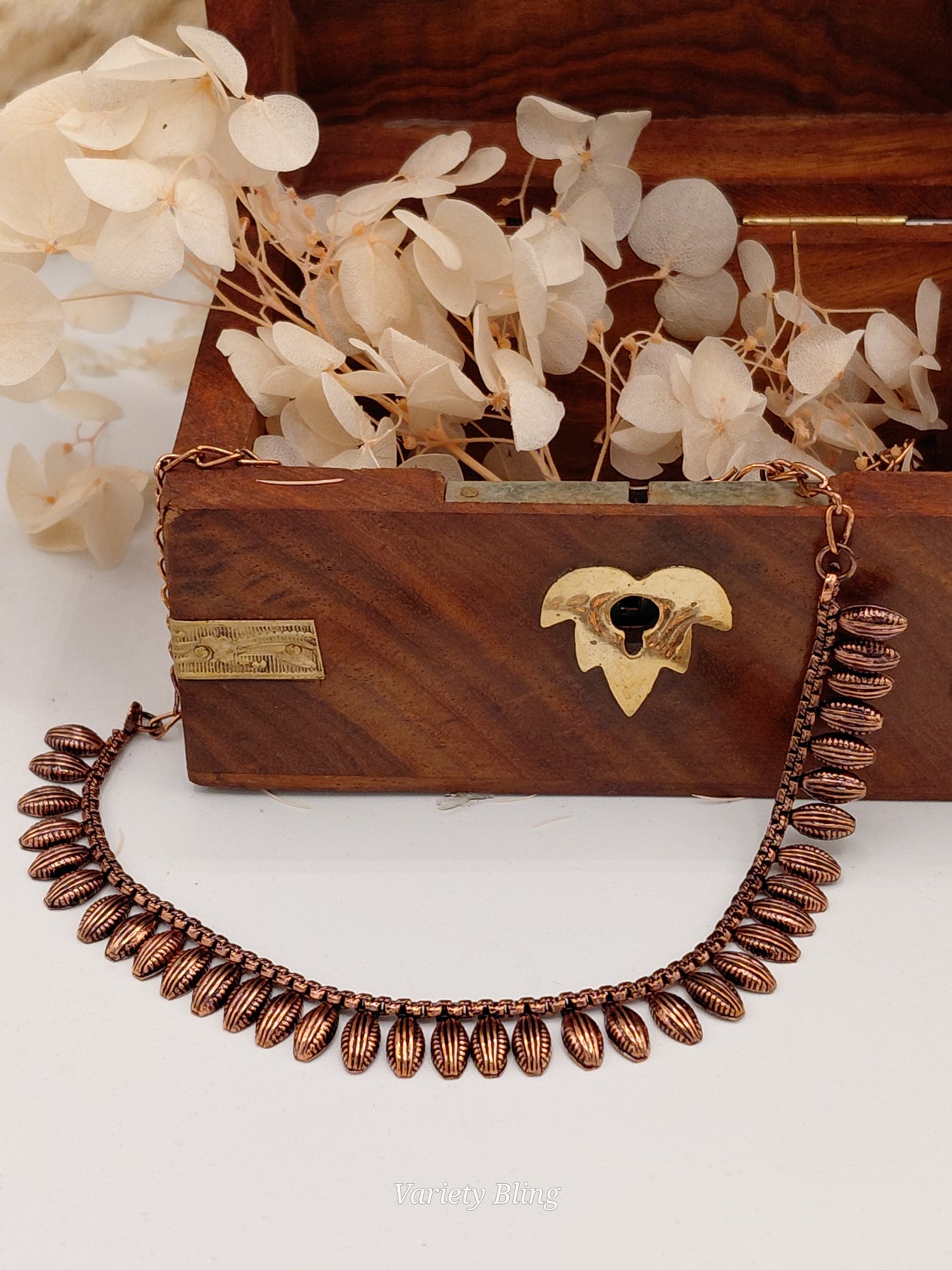 Fancy Copper Finish Shell Necklace