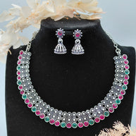Fancy Necklace Set Black MTL