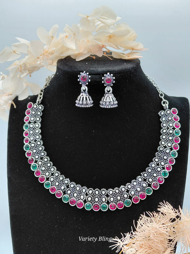 Fancy Necklace Set Black MTL