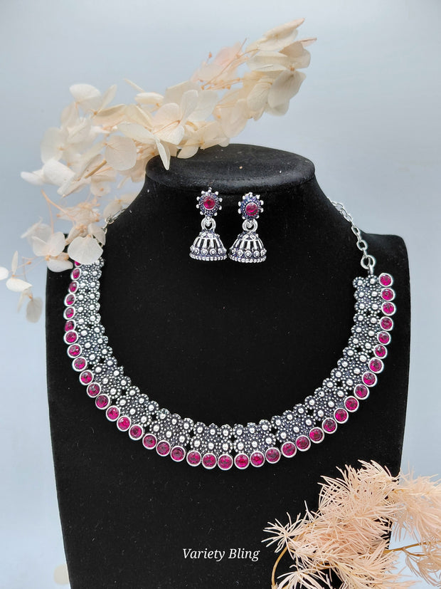 Fancy Necklace Set Black MTL