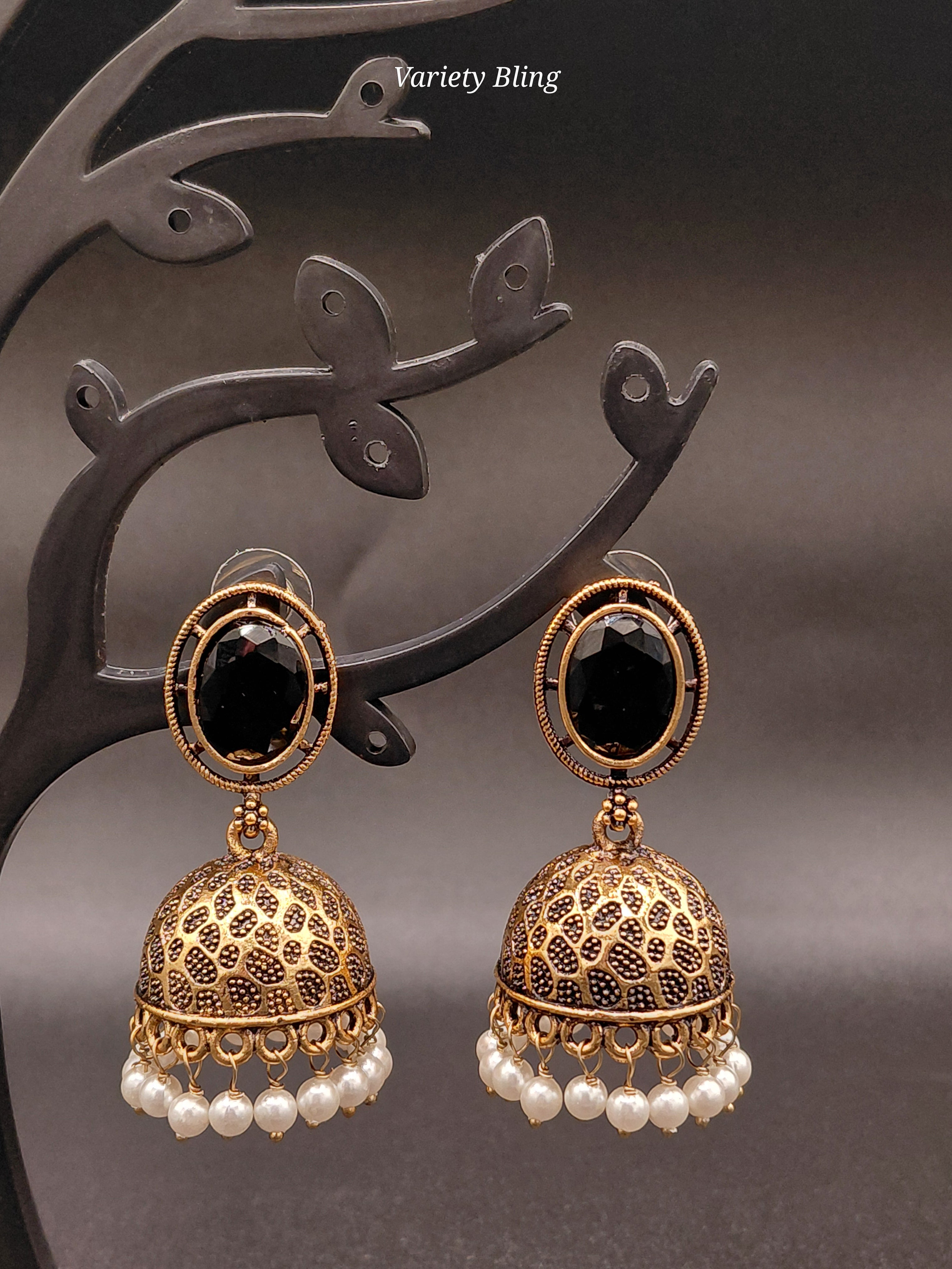 Fancy Oval Stone Jhumka