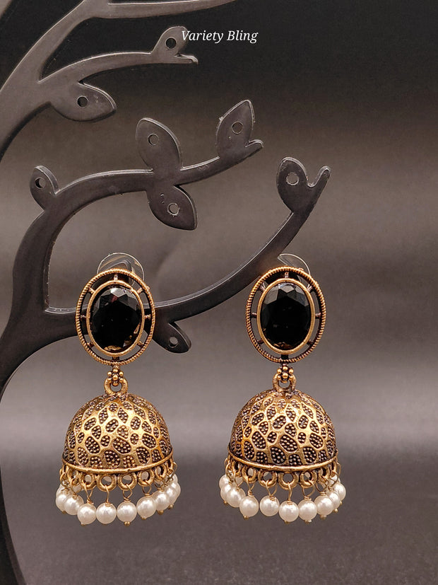 Fancy Oval Stone Jhumka