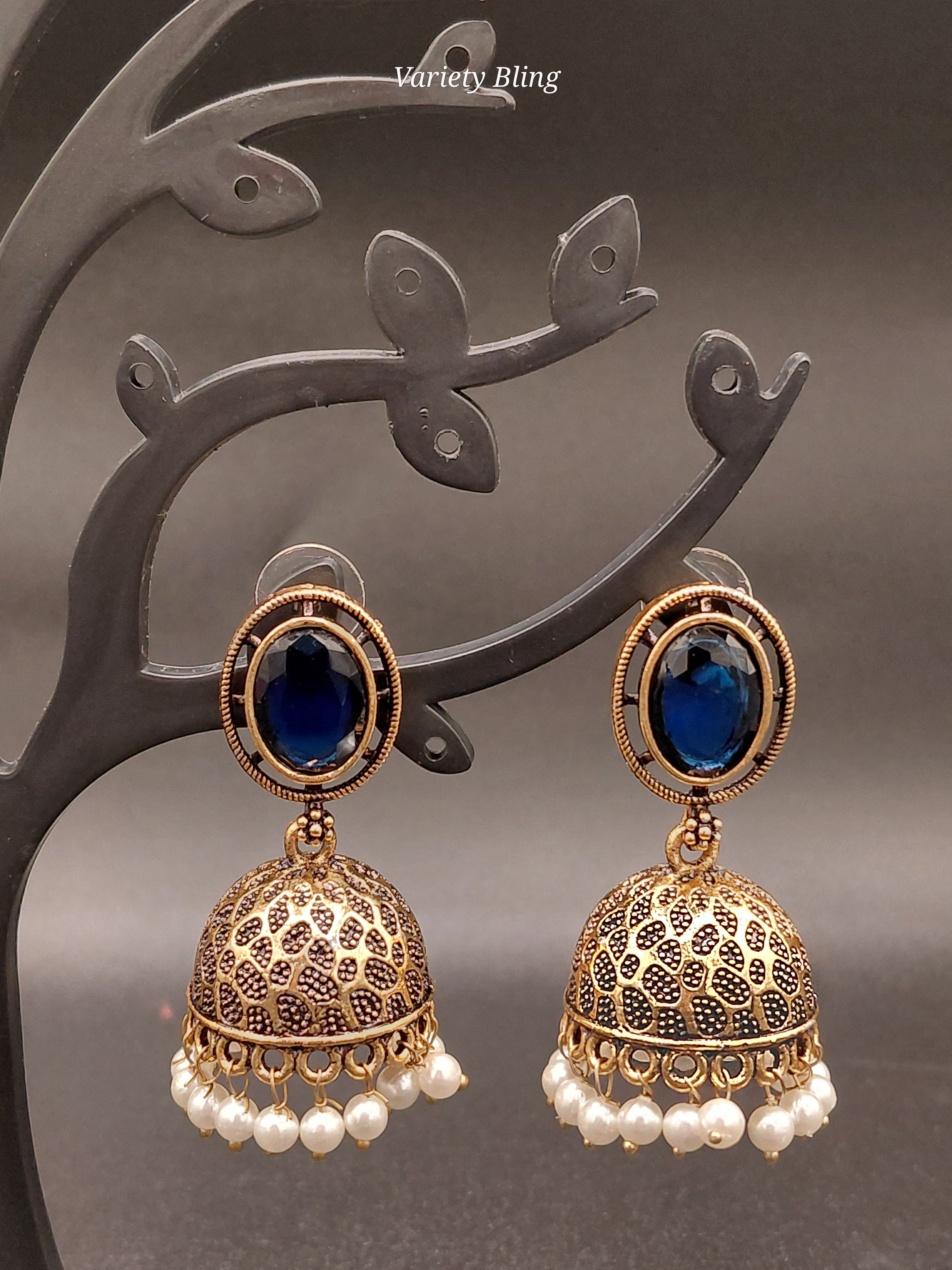 Fancy Oval Stone Jhumka