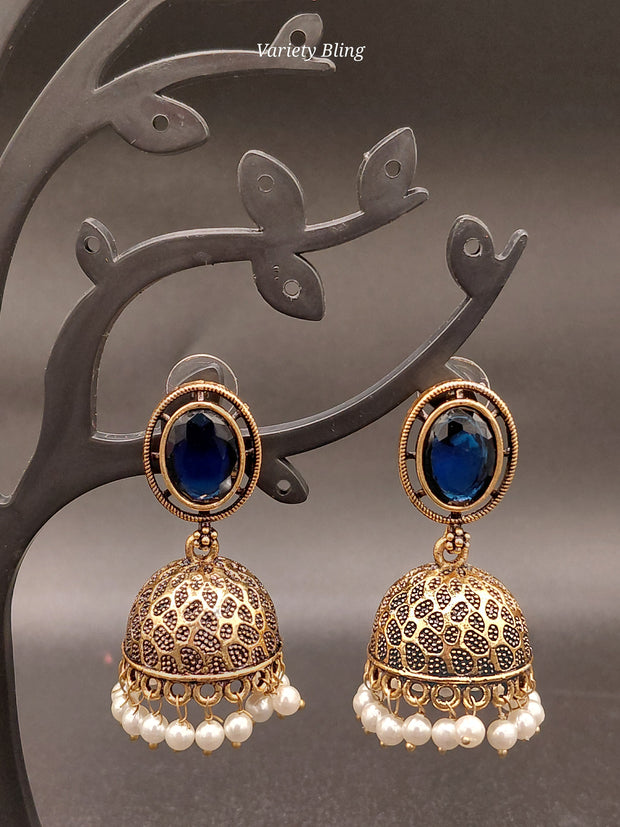 Fancy Oval Stone Jhumka