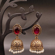 Fancy Oval Stone Jhumka