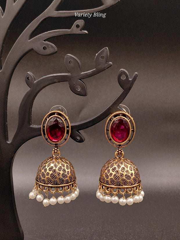Fancy Oval Stone Jhumka