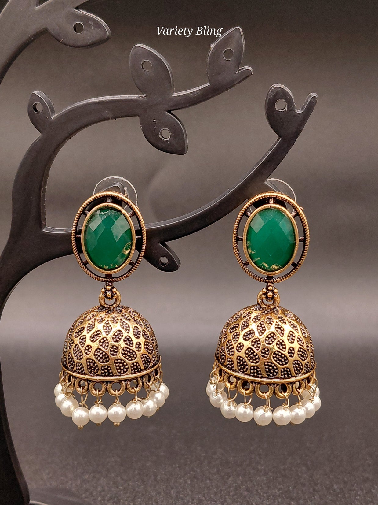 Fancy Oval Stone Jhumka