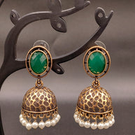 Fancy Oval Stone Jhumka