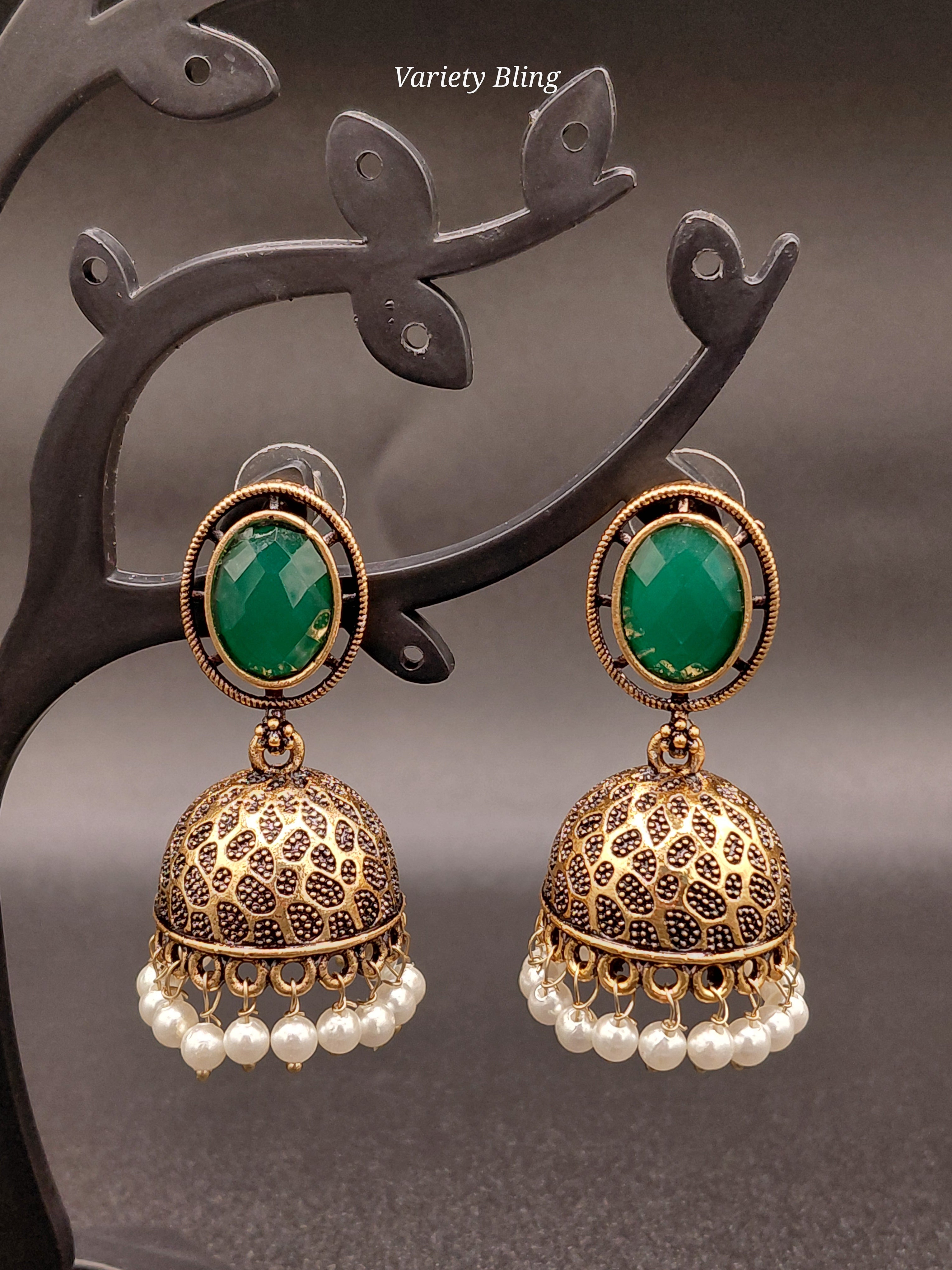 Fancy Oval Stone Jhumka