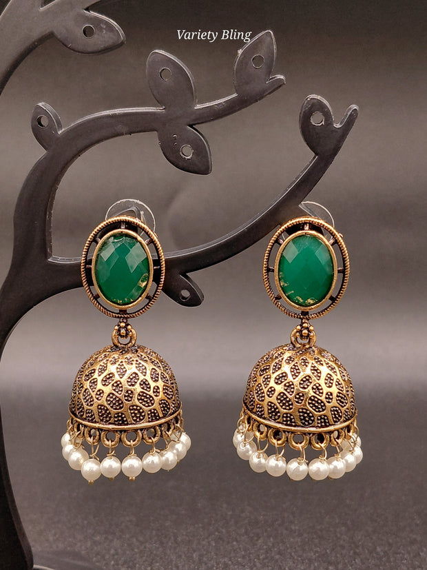Fancy Oval Stone Jhumka
