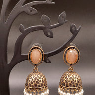 Fancy Oval Stone Jhumka