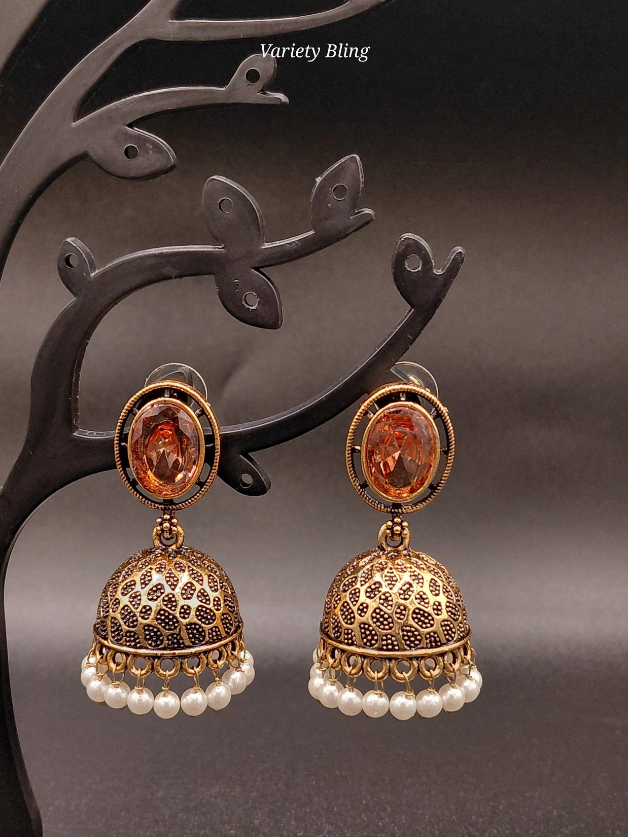 Fancy Oval Stone Jhumka