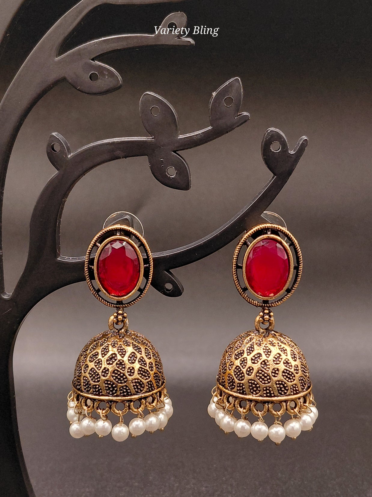 Fancy Oval Stone Jhumka