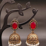 Fancy Oval Stone Jhumka