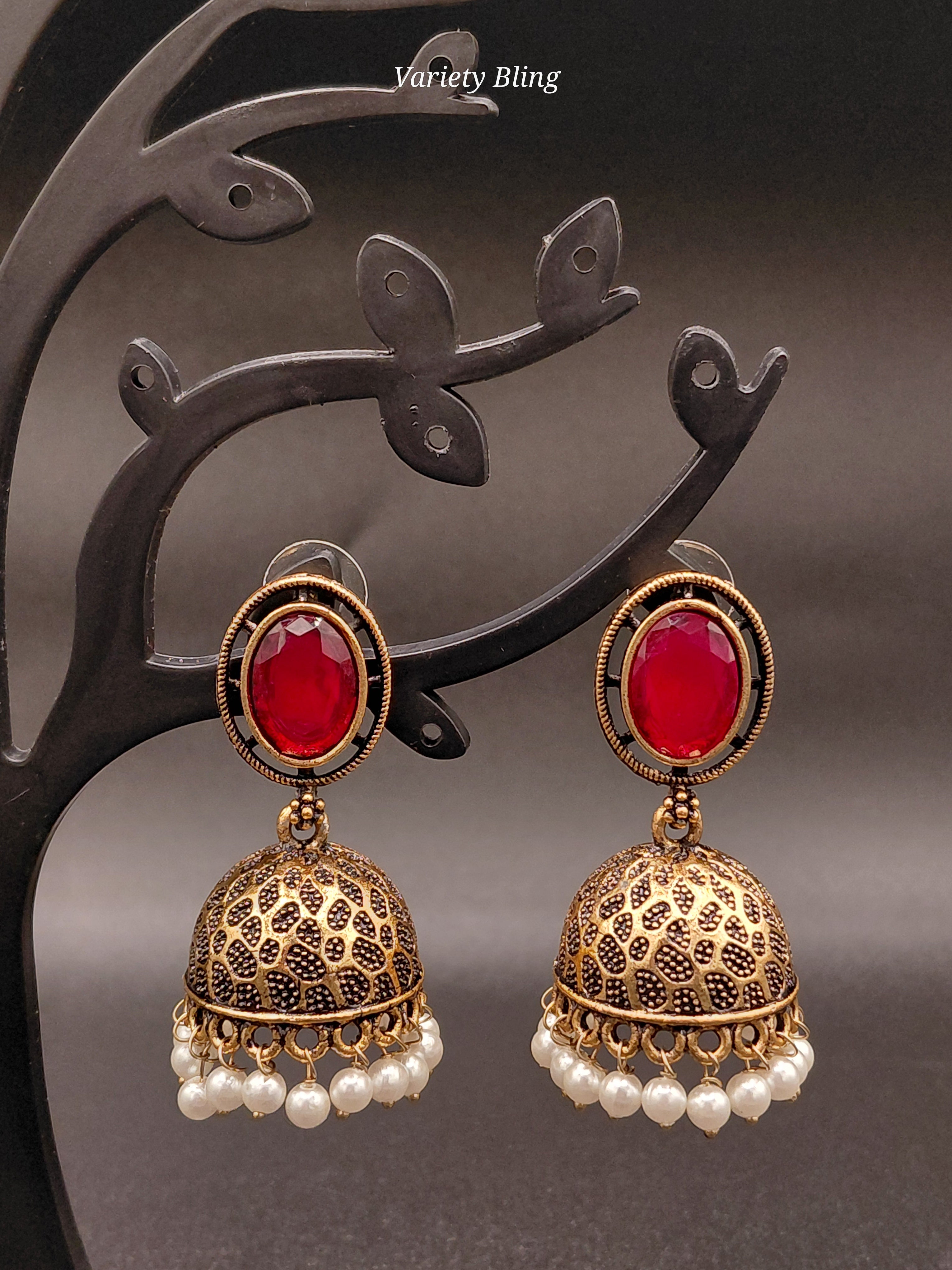 Fancy Oval Stone Jhumka