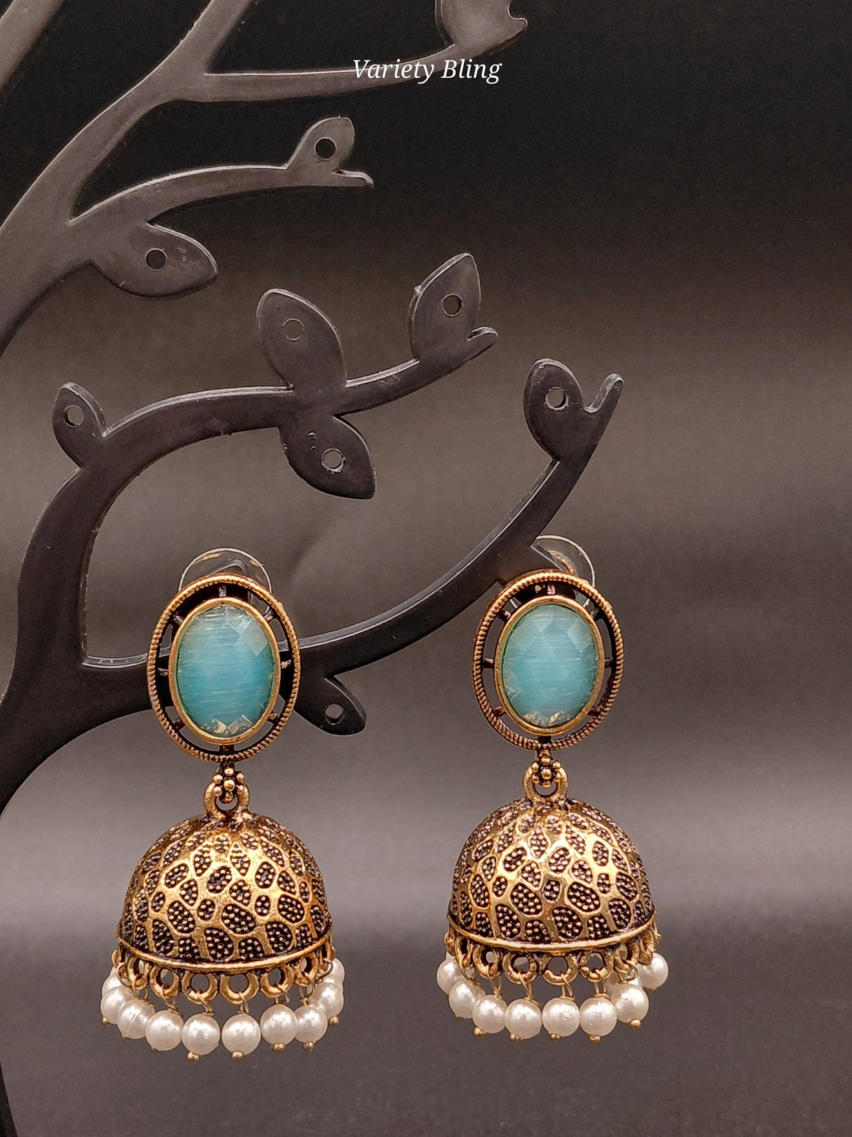 Fancy Oval Stone Jhumka