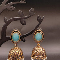 Fancy Oval Stone Jhumka