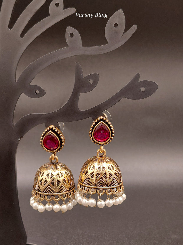 Fancy Raindrop Stone Jhumka