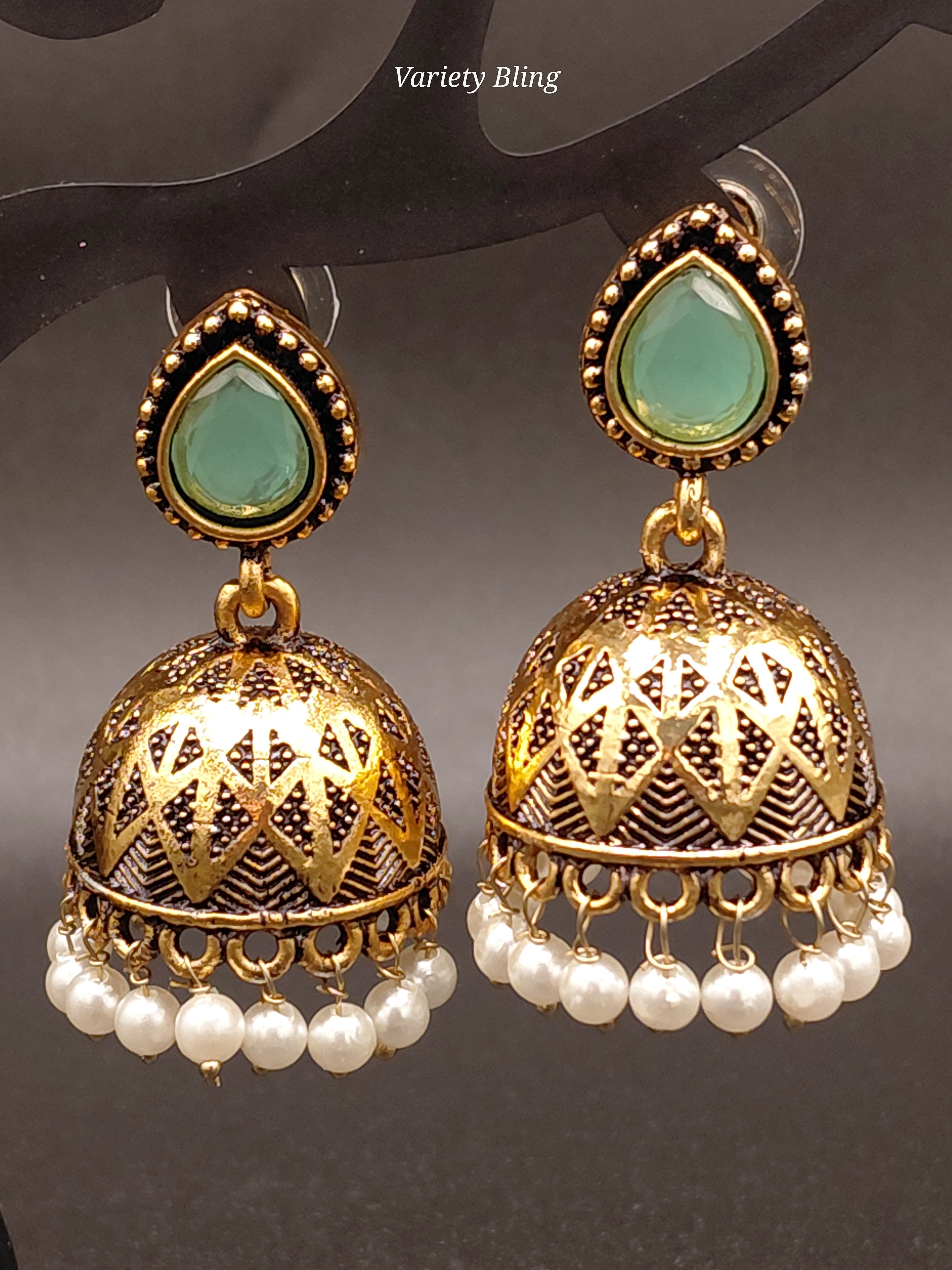 Fancy Raindrop Stone Jhumka