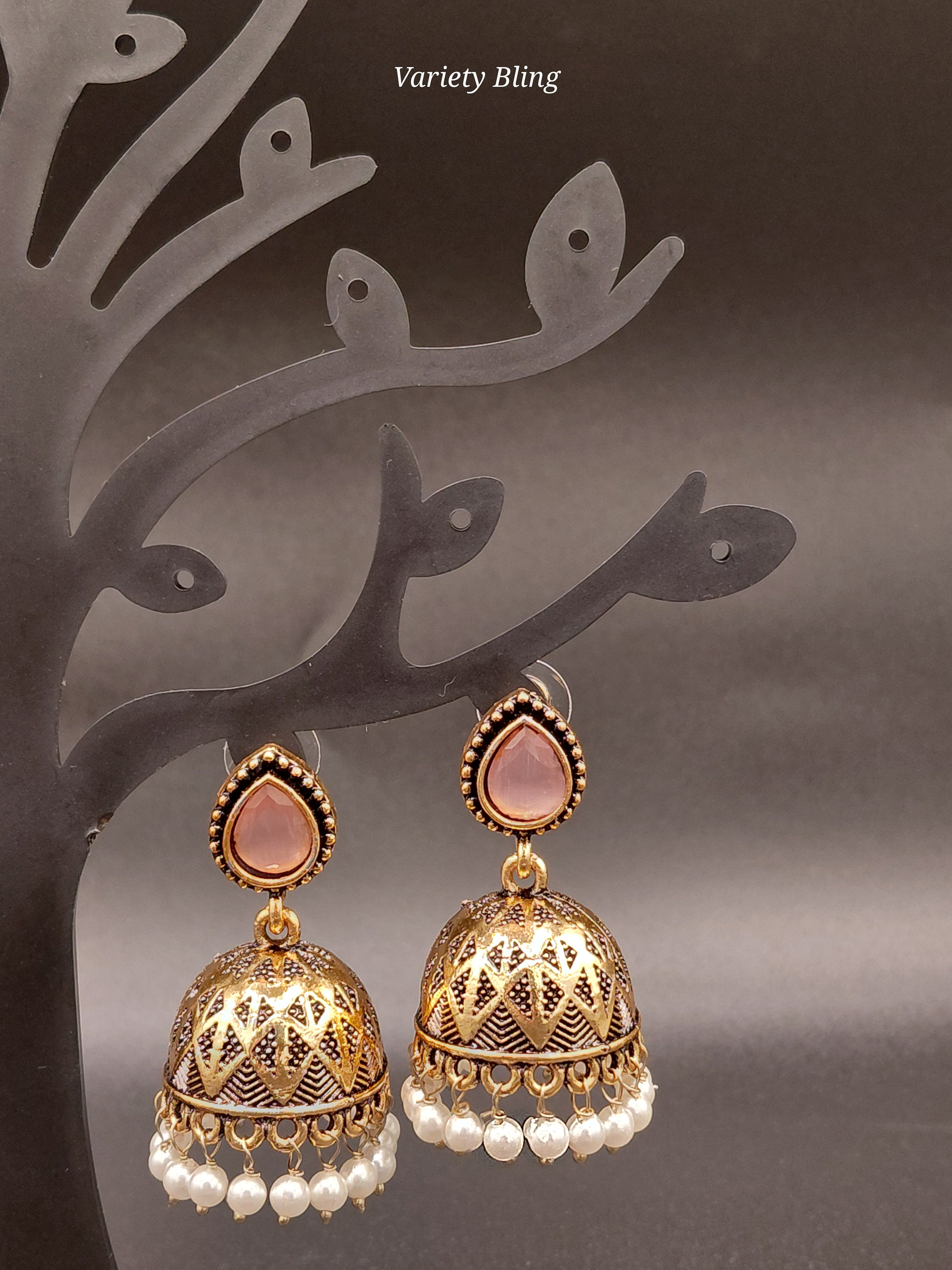 Fancy Oval Stone Jhumka