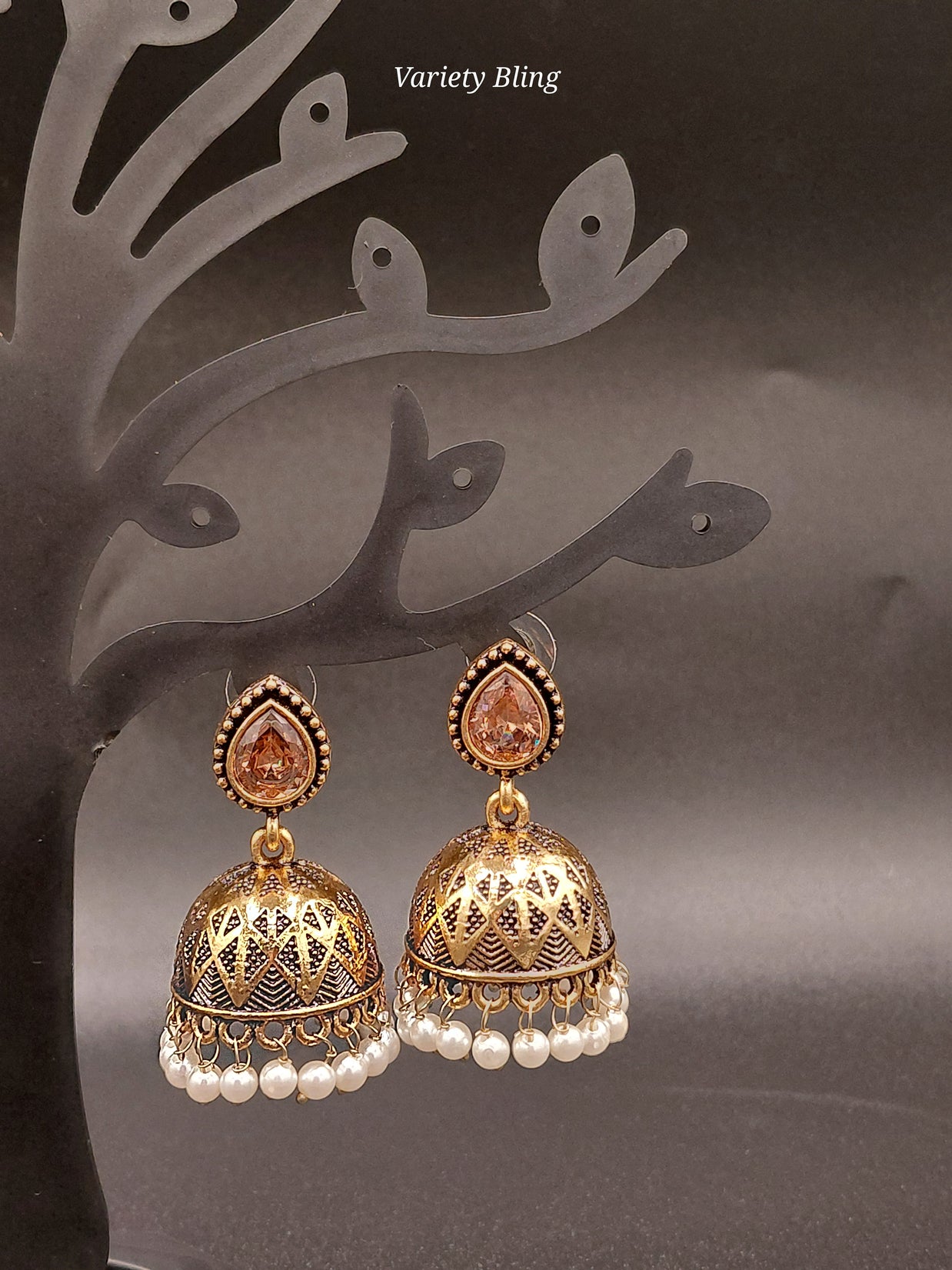Fancy Raindrop Stone Jhumka