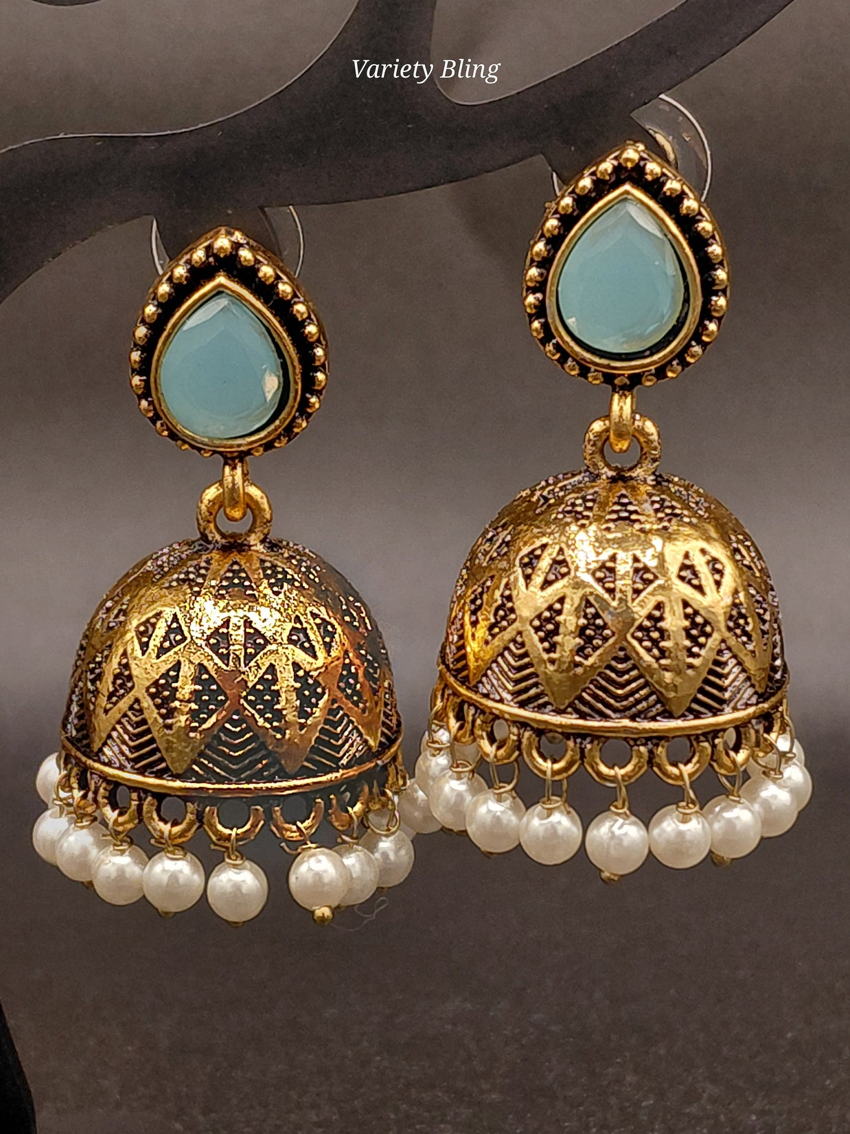 Fancy Raindrop Stone Jhumka