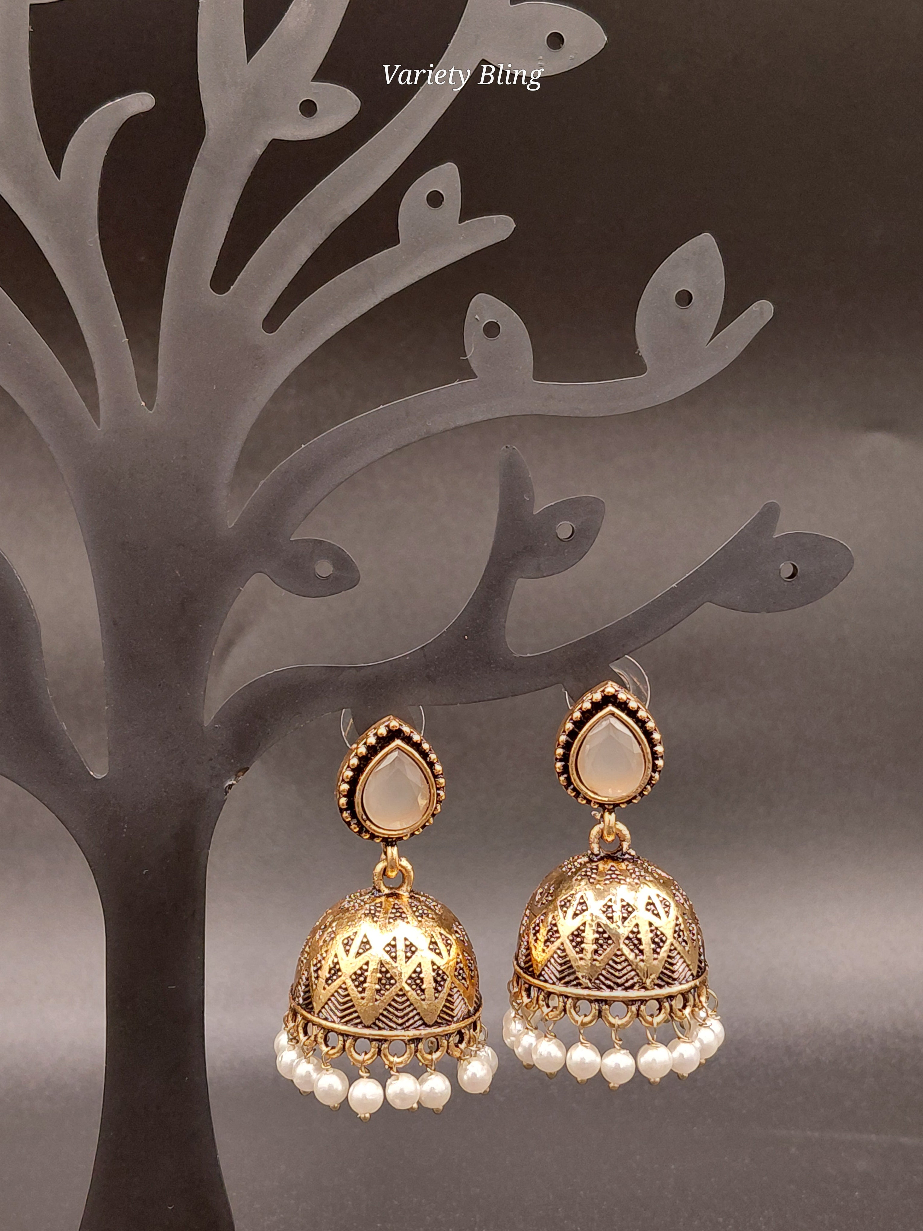 Fancy Raindrop Stone Jhumka