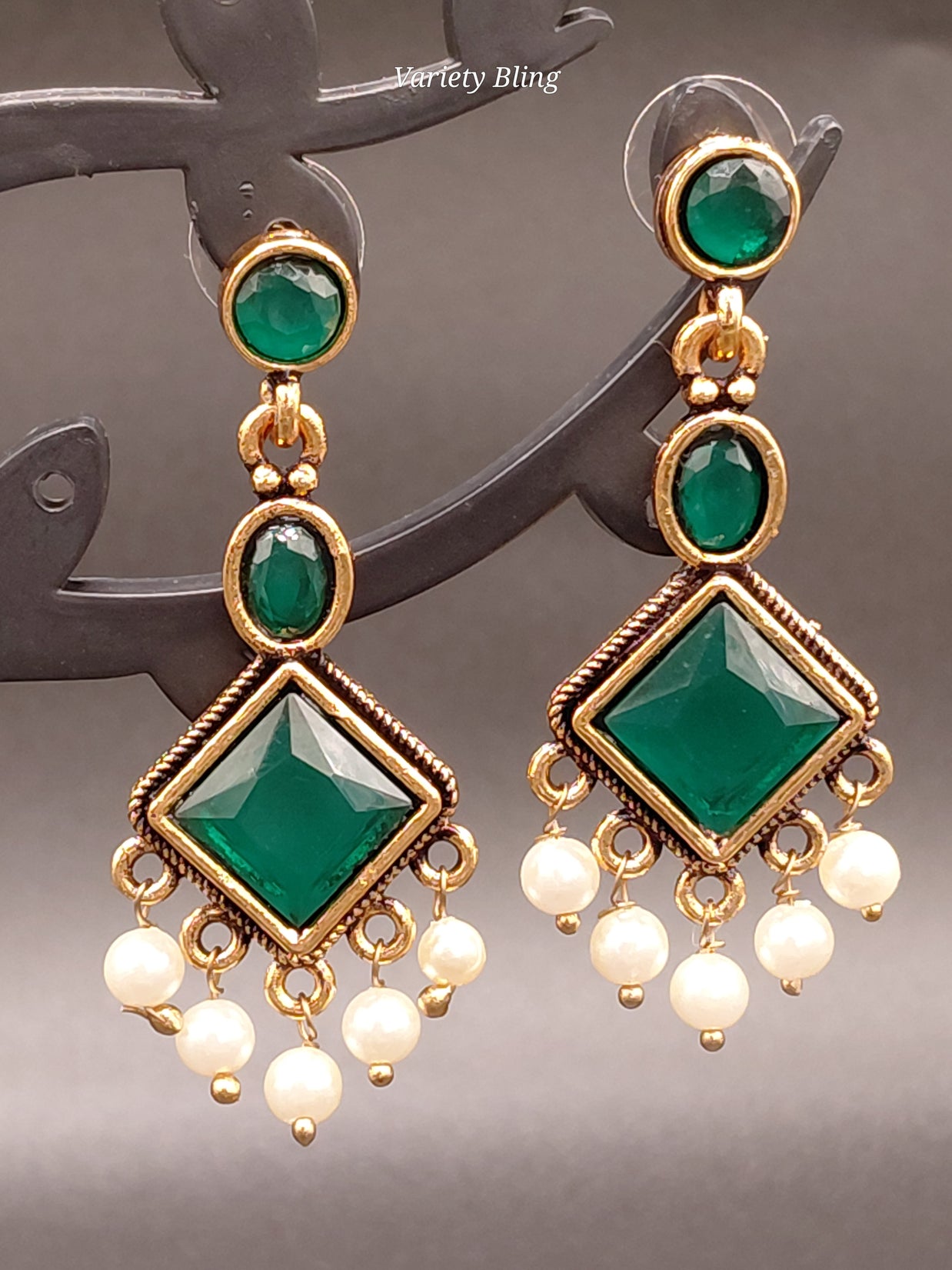 Fancy Stone Rhombus Earring