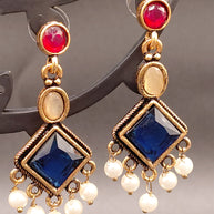 Fancy Stone Rhombus Earring