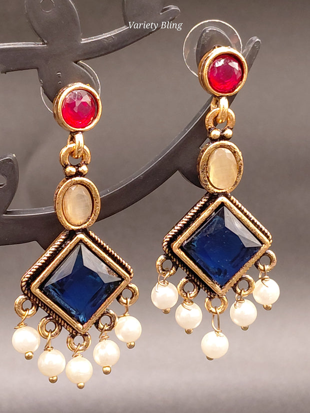 Fancy Stone Rhombus Earring