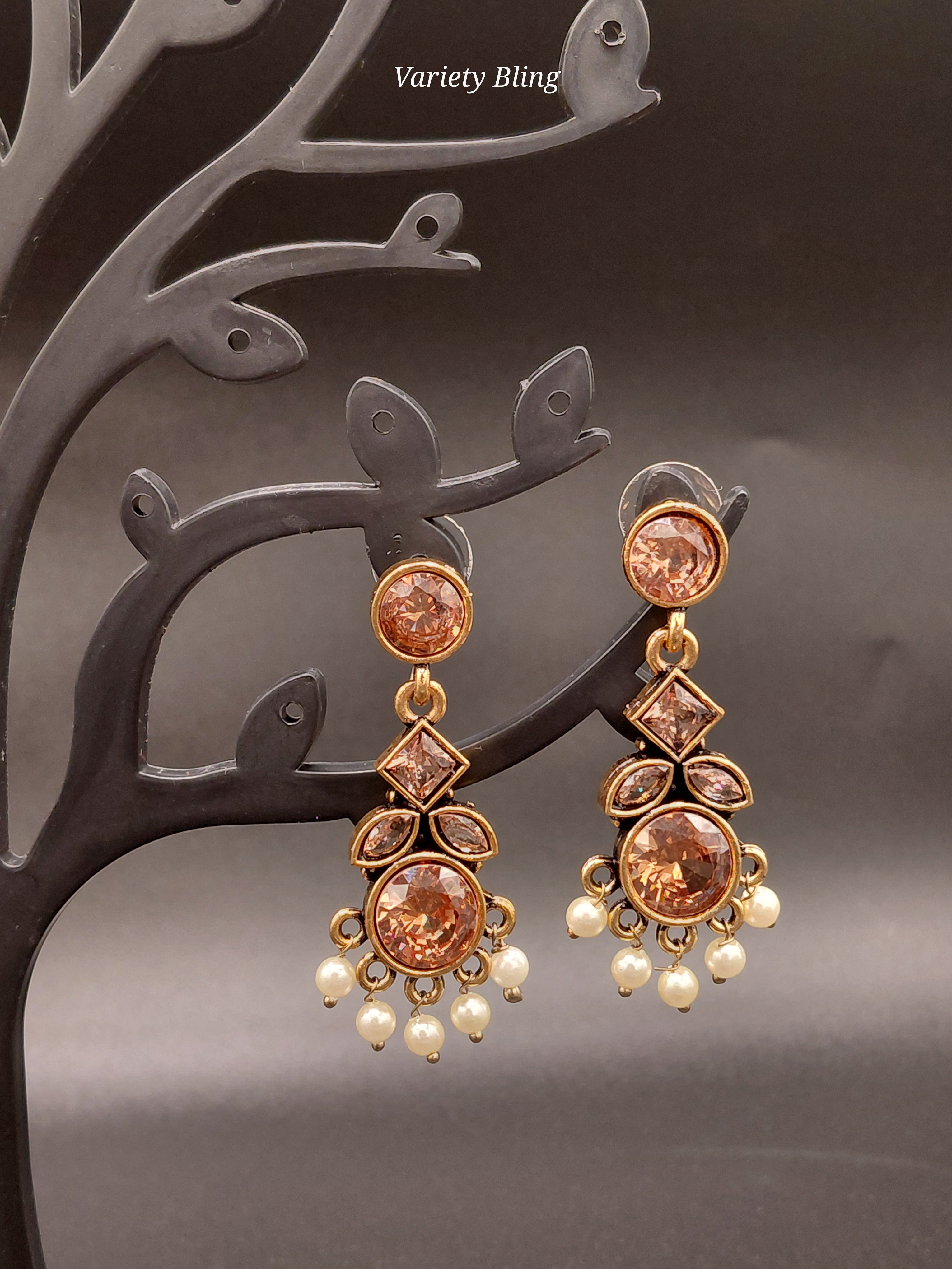 Fancy Stone Round Earring