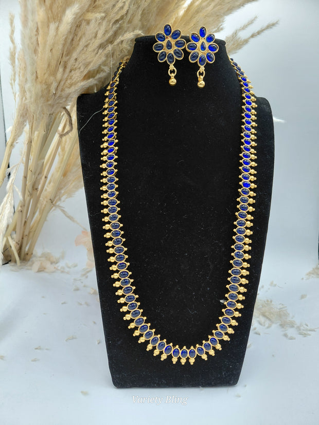 Fancy Stone Haaram Necklace Set