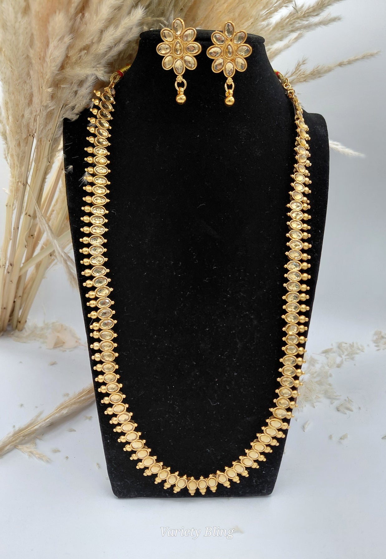 Fancy Stone Haaram Necklace Set