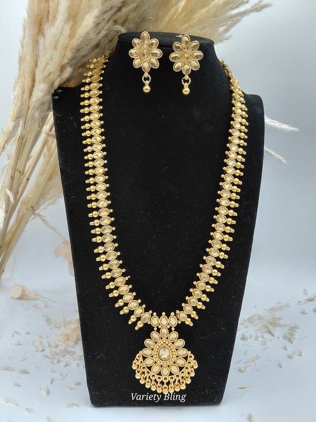 Fancy Stone Haaram Necklace Set