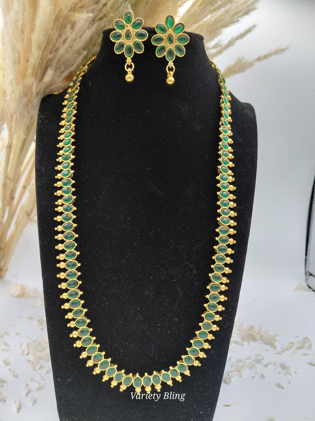 Fancy Stone Haaram Necklace Set