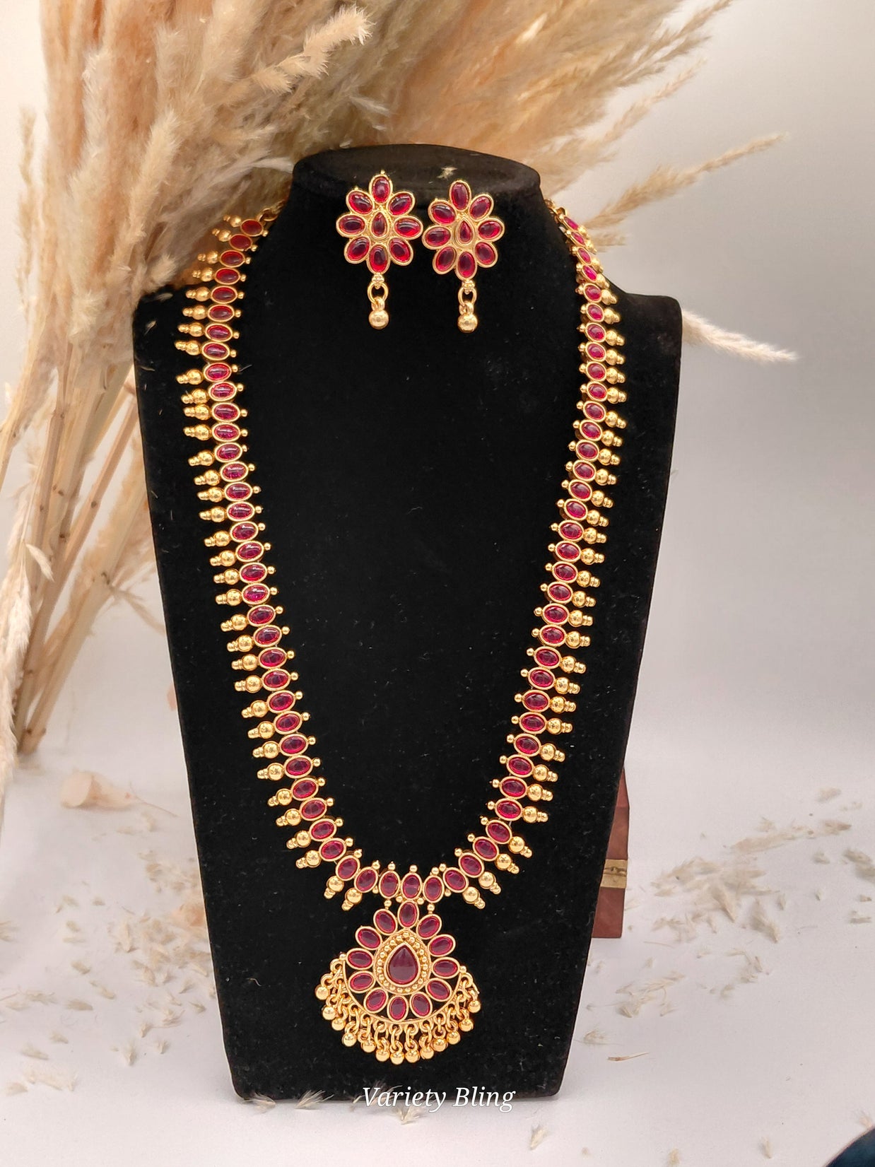 Fancy Stone Haaram Necklace Set