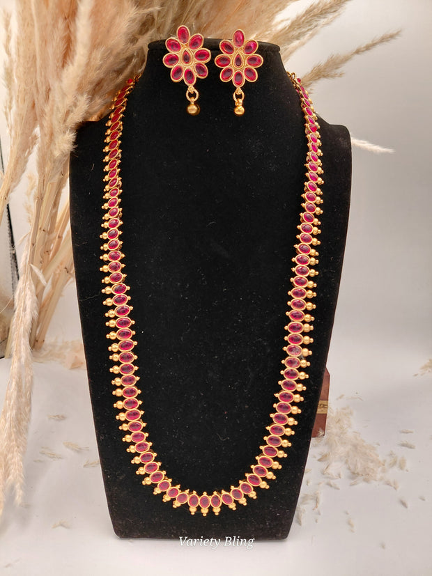 Fancy Stone Haaram Necklace Set