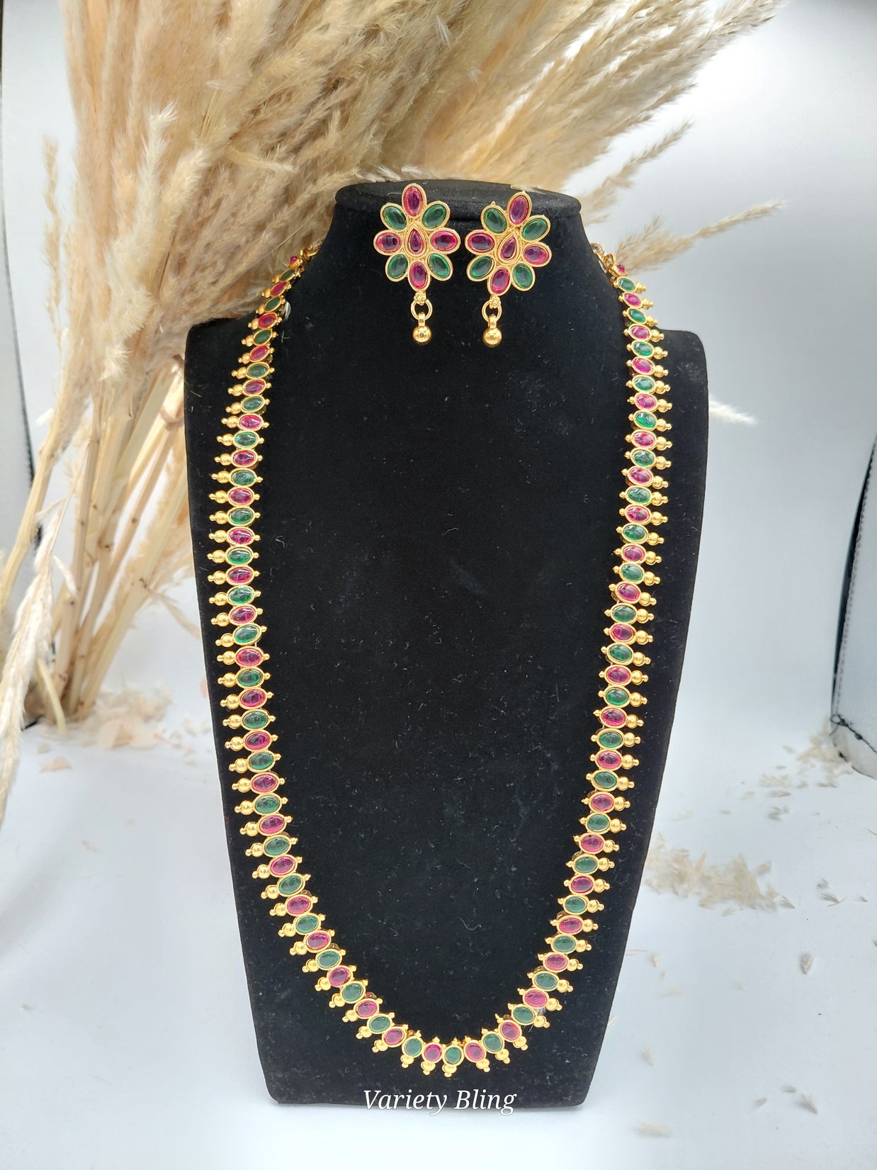 Fancy Stone Haaram Necklace Set
