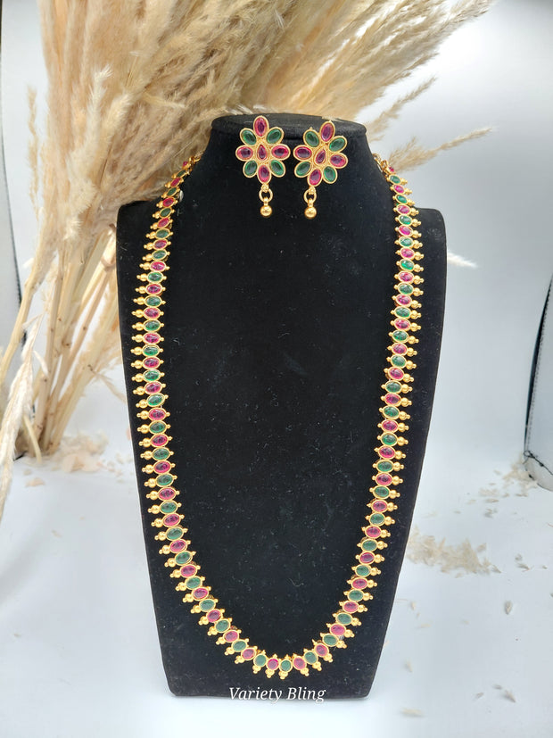 Fancy Stone Haaram Necklace Set