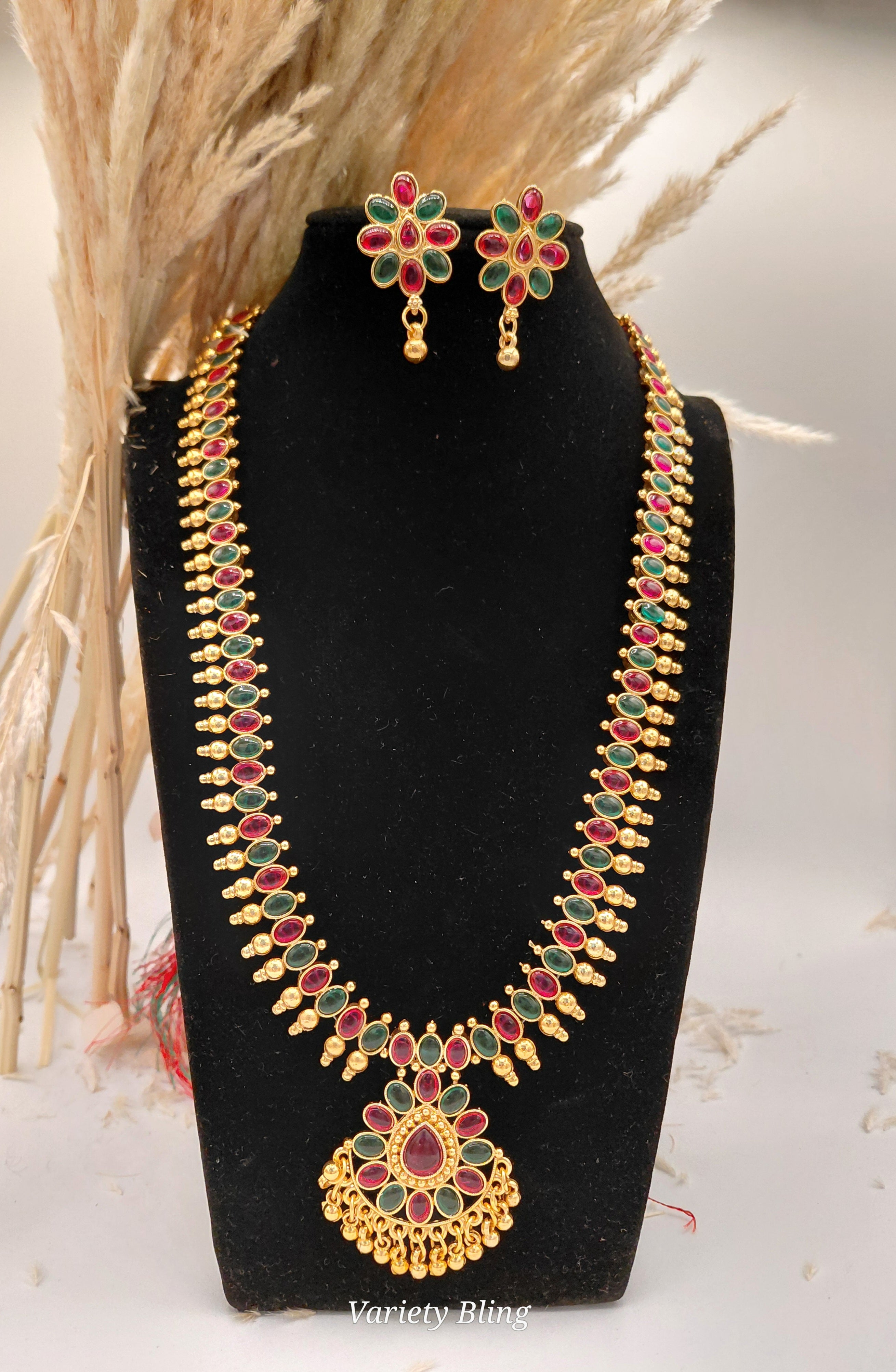 Fancy Stone Haaram Necklace Set