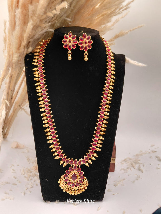 Fancy Stone Haaram Necklace Set