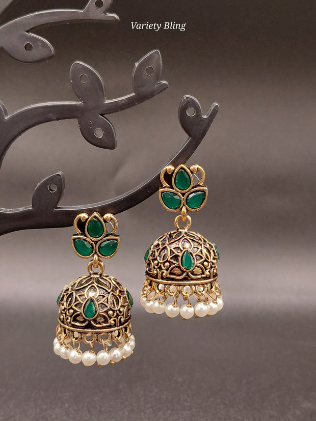 Fancy Leaf Jhumka Antique